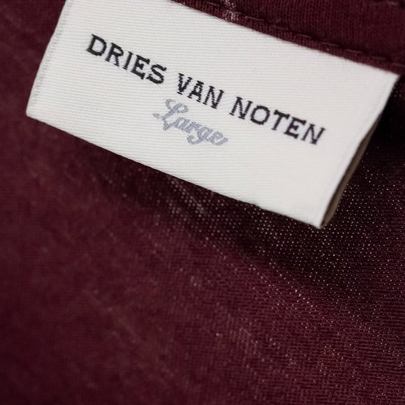 Dries Van Noten Burgundy Striped Silk Tee - Picture 4 of 7